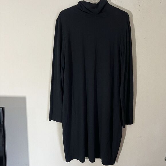 J. Jill Wearever Black Cowl Neck Stretch Ribbed Knit Sweater Midi Dress XL - Picture 4 of 7